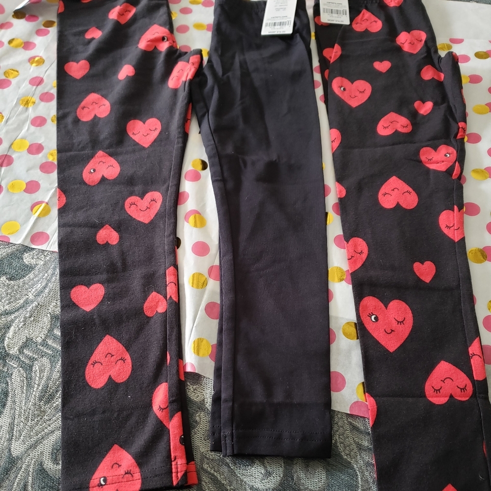 NWT Carters Lil Girls Leggings (3) LOT/ SZ 6-6X & 7